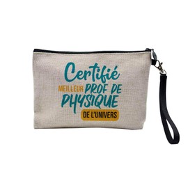 Linen Bag - Certified Best Colleague Family Mum Party Celebration Idea - Linen Look Cosmetic Bag - Toiletry Bag - Purse, Physics - H, Cosmetic bag