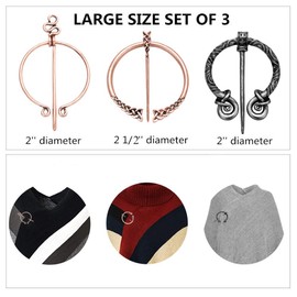 fzbali Vintage Viking Brooches Pins Medieval Cloak Shawl Scarf Pin Clasp Celtic Jewelry Costume Accessory for Women Girls (Siver & Rose Gold)