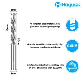 3mm Drill Bits Solid Carbide Drill Bits, Metric Drill Bit Set, Tungsten Carbide Drill Bit Set for Stainless Steel Hardened Steel Cast Iron Alloy Copper, 5 Pcs