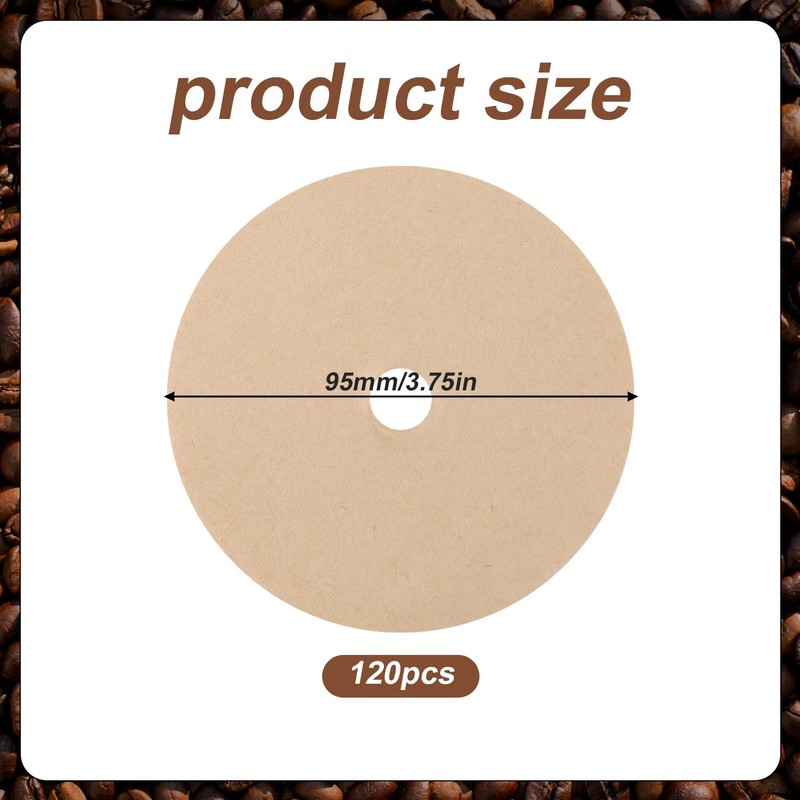 120pcs Round Coffee Filters, 3.75 Inch Coffee Filters Paper Unbleached