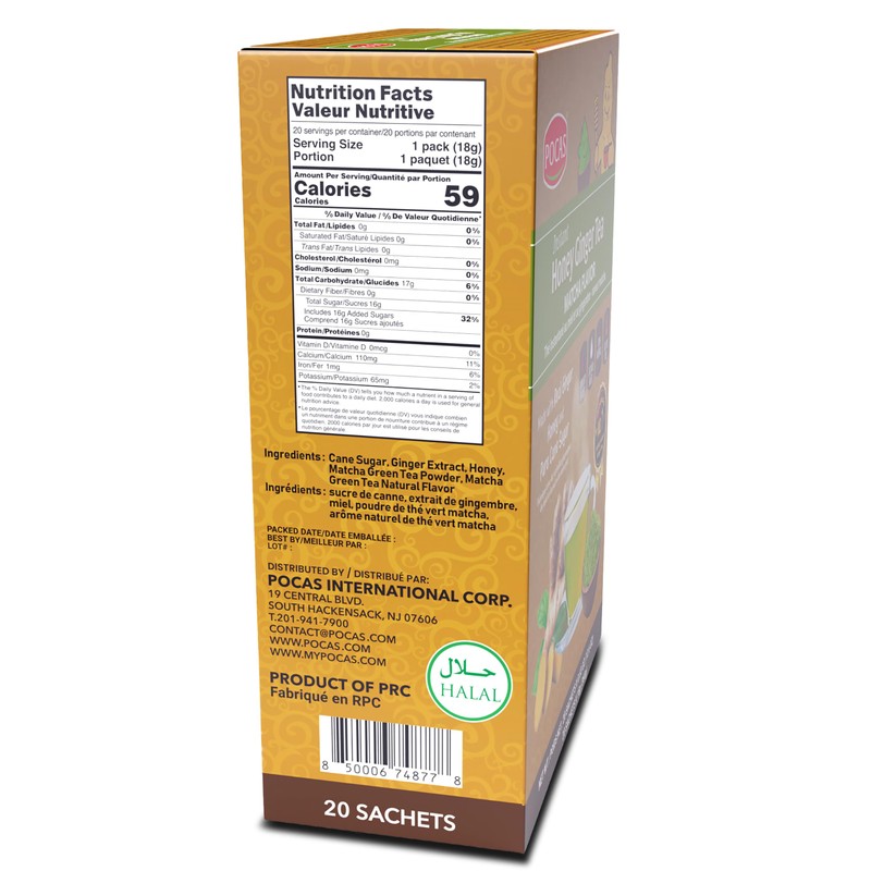 Pocas Honey Ginger Tea with Matcha 20 Packs