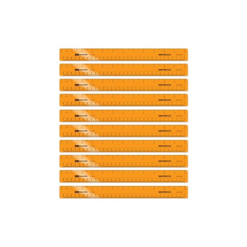 EAI Education 12" ShatterProof Ruler 1/8" Scale: Orange - Set