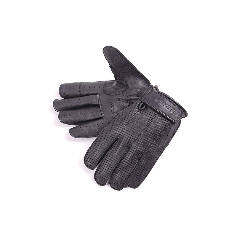 Degner TG-59M Mesh Leather Short Gloves for Motorcycles, Black, M,
