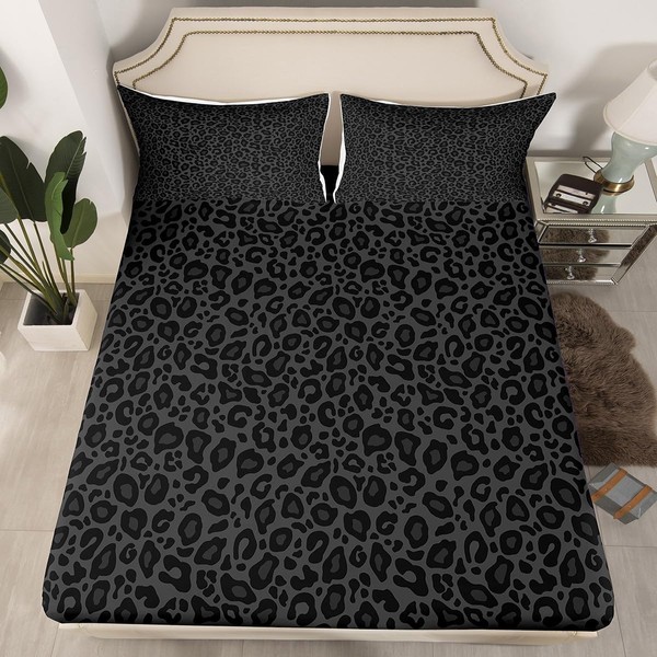Castle Fairy African Cheetah Wildlife Fitted Sheet,Full Size Gray Wild
