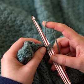 Ommi Ergonomic Handle Crochet Hooks | Handcrafted 6.7’’ Crochet Hook | Knitting Needle, Craft Yarn Weave | Best Gift! (10 mm, Brown and White)