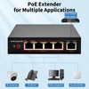 60W 4-Port Gigabit PoE Switch/Extender PoE Splitter Repeater, 10/100/1000Mbps, Supports