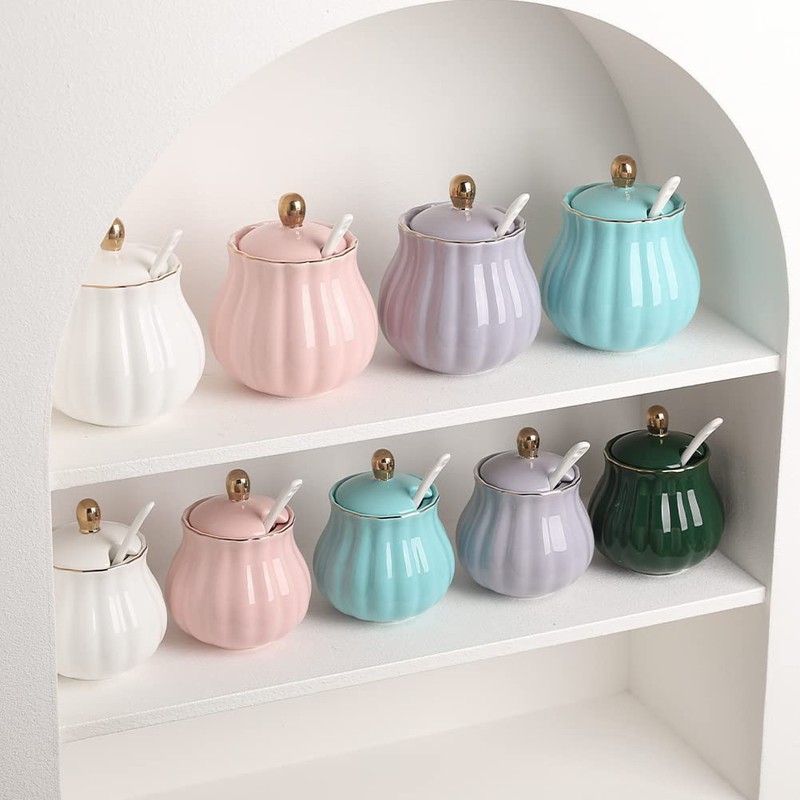 Sweejar Royal Ceramic Sugar Bowl, 12 Ounce Sugar Container with