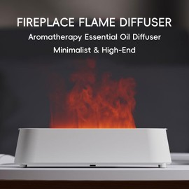 YALEDI Essential Oil Diffuser, Fireplace Fire Flame Aromatherapy Diffuser, 250ml Cool Mist Humidifier, Scent Aroma Diffuser with 7 Colors Light, Remote Control, Timer & Auto-Off for Home, Room (White)