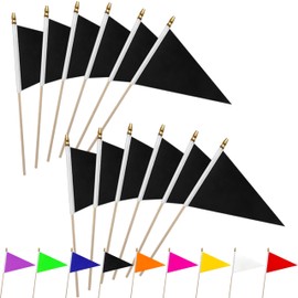 LyButty 20 Pack Solid Color Black Blank Pennant Flags on Wood Stick Small Mini Plain DIY Graffiti Flags,Decorations for Parades,Grand Opening,Kids Birthday,Sports Clubs,5x8 Inch