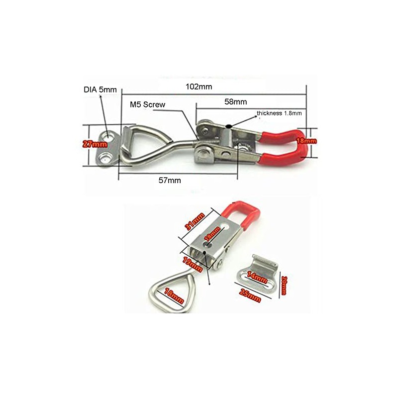 Toggle Latch Clamp 4001 2pcs, 304 Stainless Steel Adjustable Hasp