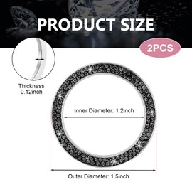 Ferianl 2PCS Double Rhinestone Car Engine Start Stop Decoration Ring, Bling Crystal Push Start Button Ring Sticker, Push to Starts Button Cover Decal, Car Interior Decoration Accessories (Black)