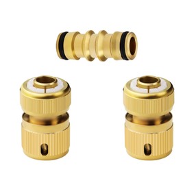 SHYSBV 3 Pcs Brass Hose Connector, Double Male Hose Connector, 1/2" Hose Pipe Quick Connector, Hose Fitting Repair Set for Gardening, Home Watering, Car Washing