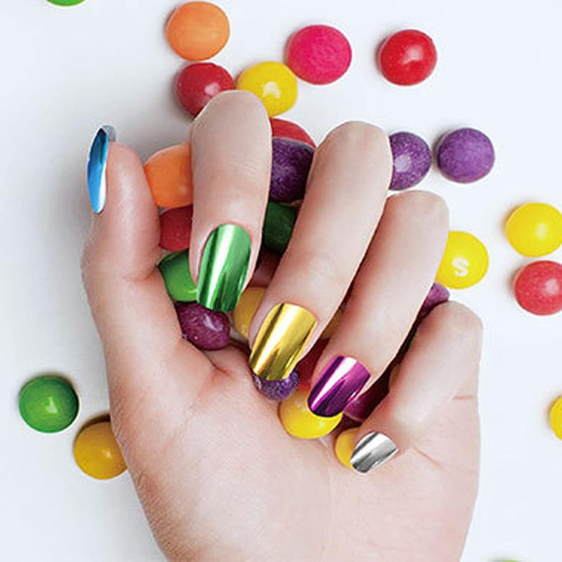 Polvo para Uñas con Efecto Espejo y Cromado Metálico para