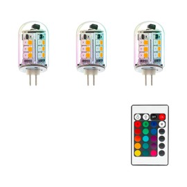 Makergroup RGB T3 G4 Bi-pin LED Bulbs 12V Color Changing, G4 Halogen Bulb Replacement, Warm White+15 Multicolors and Dimmable on Remote Control, Weatherproof for Outdoor Low Voltage Landscape Lighting