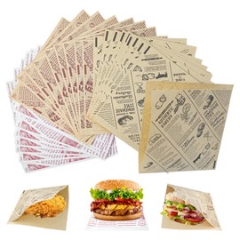 Hevysuo 150 Stück Sandwich Wrap Papier,Fettdichtes Wrap Papier,Hamburger Papier 15cm x 15cm,Butterbrotpapier öko,Deli Papierblätter,für Burger Sandwich Pommes Frites Käse