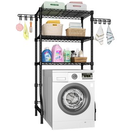 Ulif U8 Laundry Room Storage Organizer, Over The Washer and Dryer Storage Shelves for Laundry Organization, 35" W x 17.3" D x 76.2" H, Suit Washing Machine Width Within 32.6", Hold 304 lb, Black