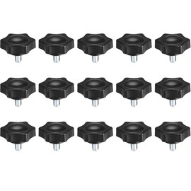 NACX perilla de sujeción de rosca M6 x 10 mm, tornillo de pulgar, perilla de mano de estrella para maquinaria, 15 unidades