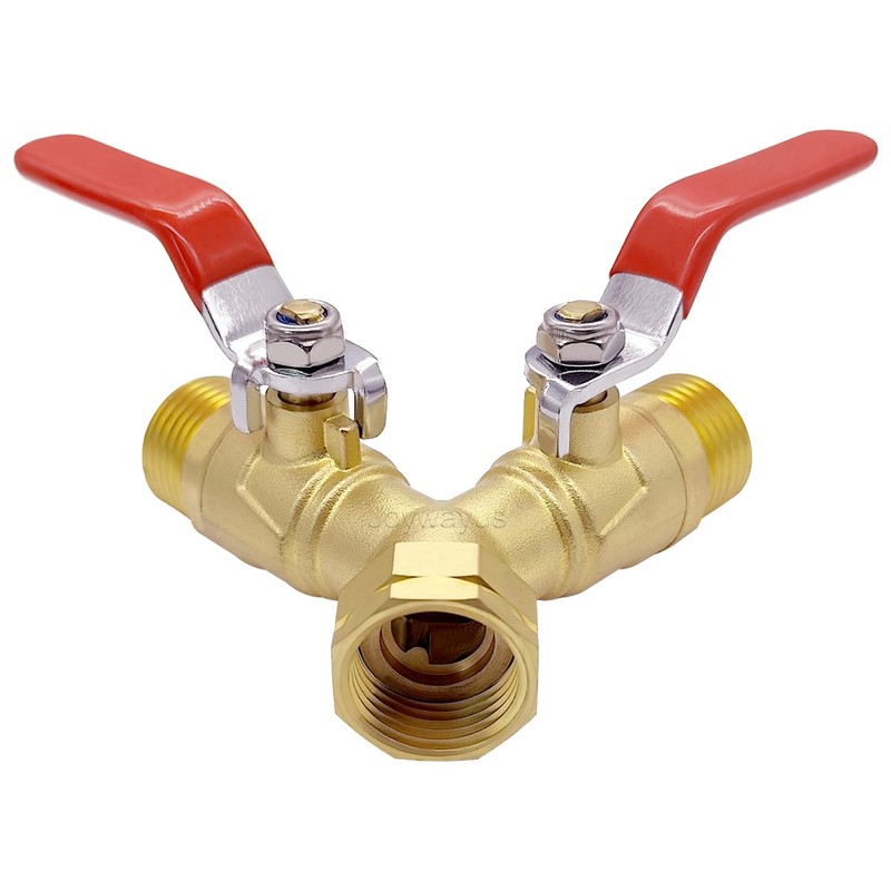 Joywayus Brass 3/4" GHT Garden Hose Splitter Full Flow 3-Way