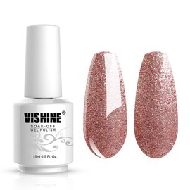Vishine Nail Salon UV Manicure Polish Soak Off Gel Polish Nail Art Glitter Pale Violetred(634)