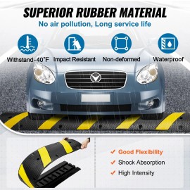 72'' Dual Channel Rubber Speed Bump Durable Traffic Hump with Bright Yellow Reflective Strip Supports 22000 LbsQuantity: 1