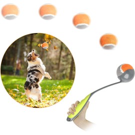 PAWISE Dog Ball Launcher for Small & Medium Dogs, 12.2" Dogs Fetch Toy with 2.3" Tennis Balll, Portable Dog Tennis Ball Thrower for Indoor & Outdoor Play, Lightweight, Durable & Hands-Free Pick-Up