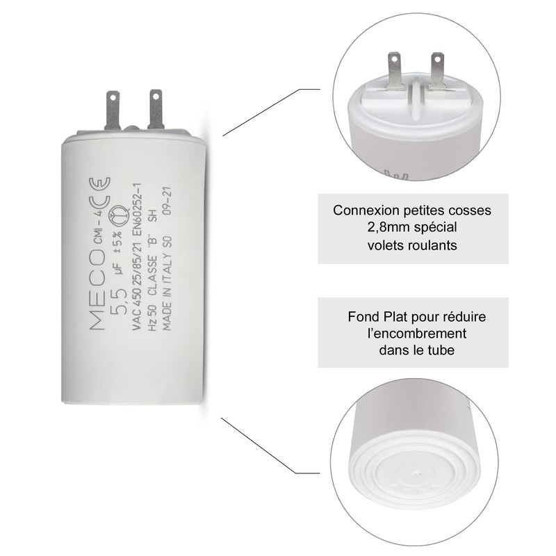 Capacitor 5.5 µF Especially for Somfy Roller Shutters with Small