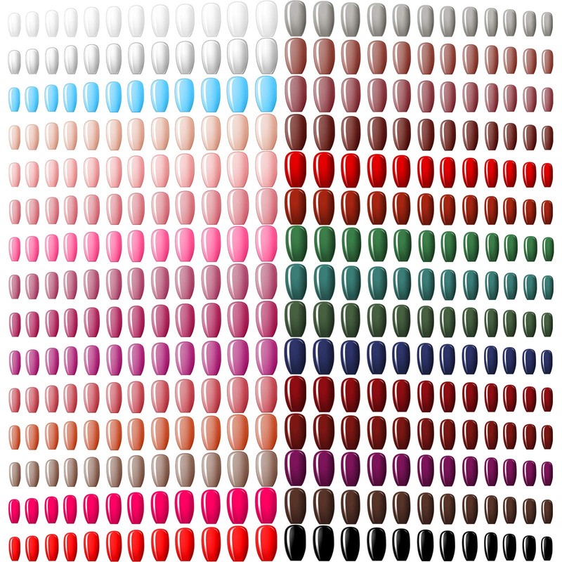 720 piezas 30 juegos de uñas postizas cuadradas medianas, uñas