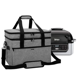 Yarwo Carrying Bag Compatible with Ninja Foodi Indoor Grill AG301/EG201, Double-Layer Travel Case Carrier with Utensil Section and Shoulder Strap for Kitchen Appliance and Supplies, Gray (Bag Only)