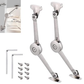 Janety Pack of 2 flap fittings, flap support, lid support hinges, flap fitting with screw and hex key, folding hinge 360° for kitchen and cabinet doors