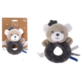 Dodo d'AMOUR - Rattle Cuddly Toy - Bear - 012290 - Grey - Fleece - Birth - Plush Toy - Baby - Soothing - Soft - Washable - 13 cm x 10 cm - From 0 Months