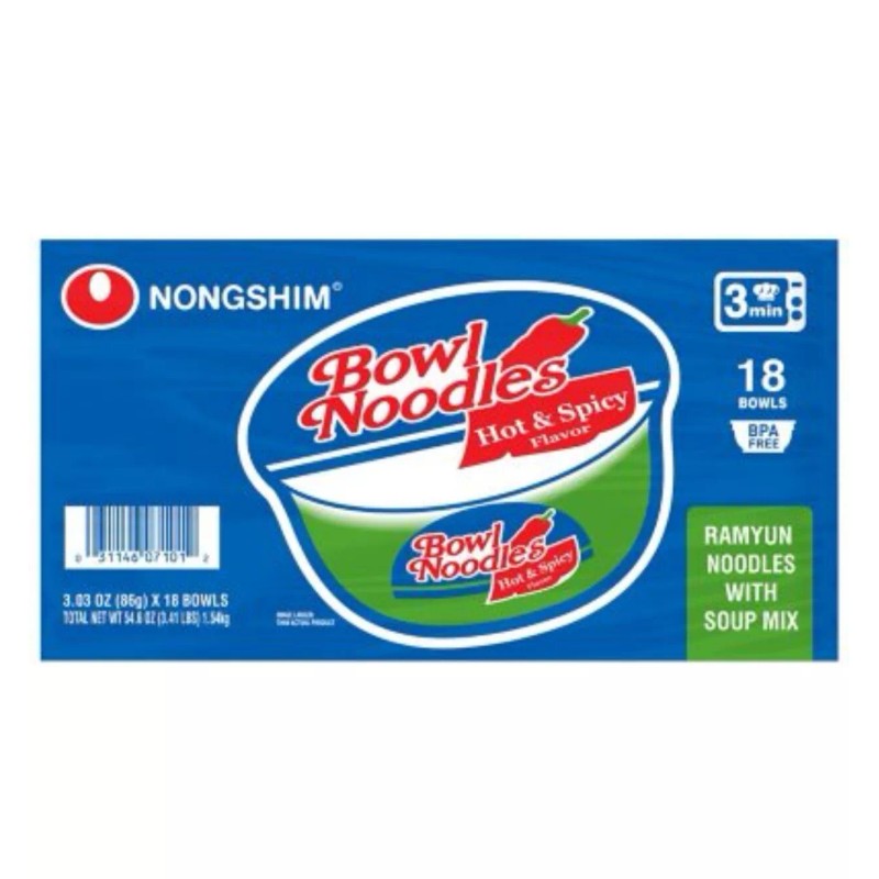 NONGSHIM Nong Shim Hot & Spicy Bowl Noodle Soup, ***36