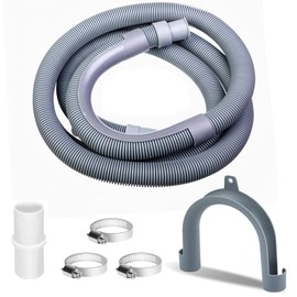 2m Universal Drain Hose Extension Kit with Connector and Clamps, Replacement Extendable Drain Pipe for Washing Machine, Thickened Washer Drain Hose for Dishwashers, Washing Machines