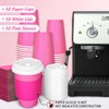 JarThenaAMCS 50 Set Hot Pink Disposable Coffee Cups with Lids