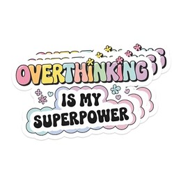 3PCS Overthinking is My Superpower Stickers – Cute Aesthetic Waterproof Vinyl Decals for Laptops, Water Bottles & Journals