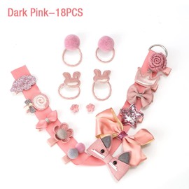 Girls Hair Accessories Gift Set, HQCM 18 Pieces Children Hair Clips Set for Christmas Birthday Gift, with Hairpins Ropes Bows Ties Barrettes Head Ornaments Silk Ribbon