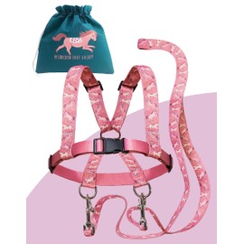 Jubi® Pink Children's Horse Lead - Adjustable Size for Perfect Fit and Storage Bag - Horse Harness for Children / Horse Toys