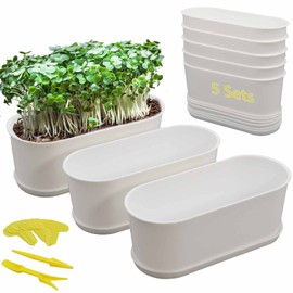 5-Pack Herb Planter,Window Boxes Planters with Multiple Drainage Holes,8.5" x 3.3" Oval Herb Garden Planter indoor/outdoor for Grow Plants, Flowers or Succulents, Deck Railing Window Planter Box