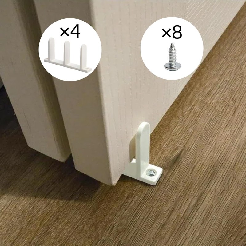 Sliding Door Floor Mount Guide 4-Piece Set - White ABS