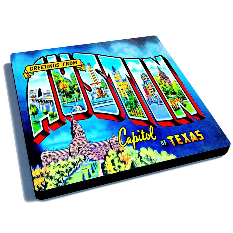 EXIT82ART - Rubber Drink Coasters (Set of 6). Austin, Texas