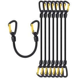 Lucky Straps 8 Pcs 18 Inch Short Small Bungee Cords with D Ring Carabiner Hooks, Black Mini UV Resistant Bungee Straps with Superior Elasticity, Great for Cargo, Bike, Kayak Boat, Luggage, etc
