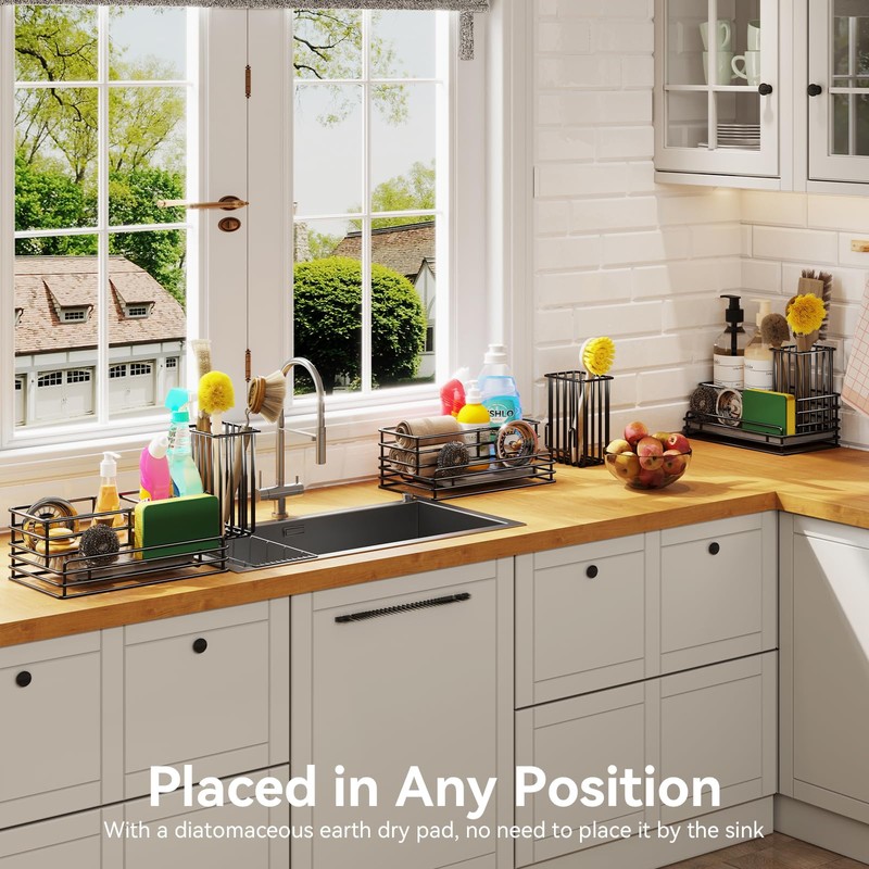 Yofidra Kitchen Sink Caddy: Sink Sponge with Instant Drying Stone,