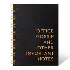 THEBESTU Office Gossip And Other Important Notes 160 Pages Gold Hardcover Blank Spiral Notebook, Funny Humorous Sarcastic Work Gifts for Office Coworkers Staff Managers Boss, Colleague Leaving Gifts
