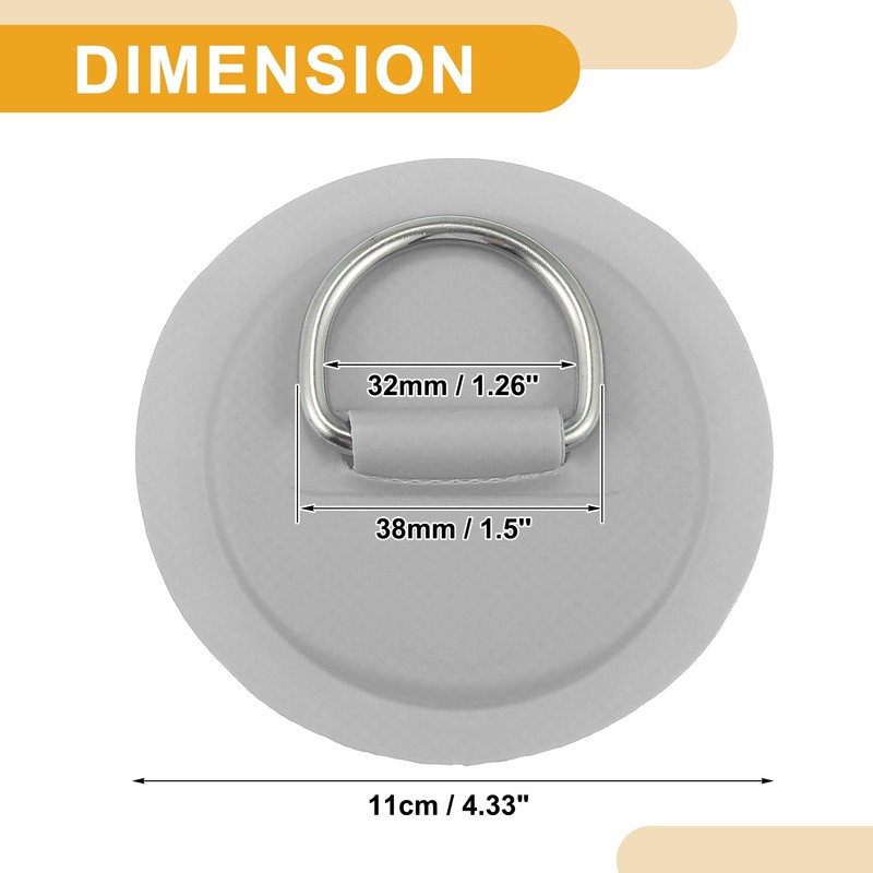 Partuto 4 Pcs Universal D Ring Patch - PVC Stainless