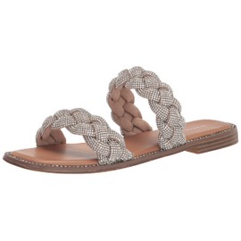 Madden Girl Women's Park Flat Sandal, Silver Multi, 8