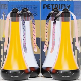 Petri Fly Fans for Tables 4pk with Anti Bug Light - Food Fans to Keep Flies Away from Food - Spinner Fly Fan for Outdoor Table - Repellent