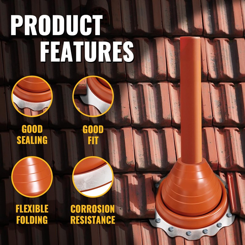 VIVIDA #3 Silicone Metal Roof Pipe Flashing Boot, High Temp