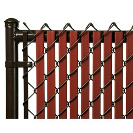 Tube Slats Made in America Privacy Inserts for Chain-Link Fence, Double-Wall Vertical Bottom-Locking Slats for 3' Fence Height (Redwood)