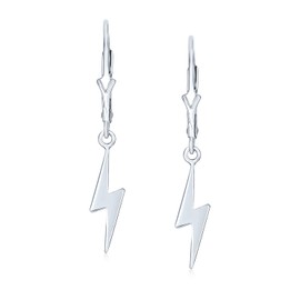 Delicate Minimalist Geometric Zig Zag Flash Lightning Bolt Lever back Earrings For Women Teen .925 Sterling Silver