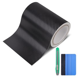 Lypumso Carbon Fiber Vinyl Tape with Tools Kits, Chrome Delete Vinyl Wrap for Blackout Car Door Edge Guard Door Sill Window Trim Protector (3D Black, 6in x 30ft)