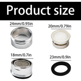 2PCS Tap Aerator - Faucet Aerator M24 Male - Brass Tap Filter Nozzle with Stainless Steel Mesh - Replacement Insert for Kitchen Bathroom Sink Taps (Silver)